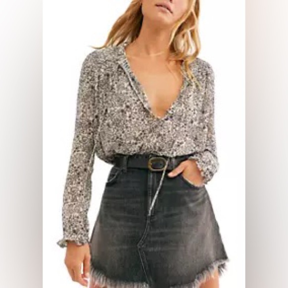 Free People Lela Floral Blouse Size Small